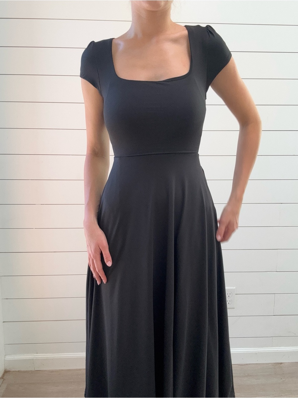 Black Square-Neck Maxi/Midi Dress - LIKE NEW
